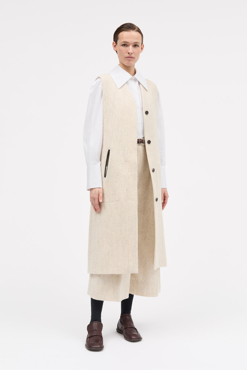 MKDT Studio Victoire Wool Herringbone Vest OAT