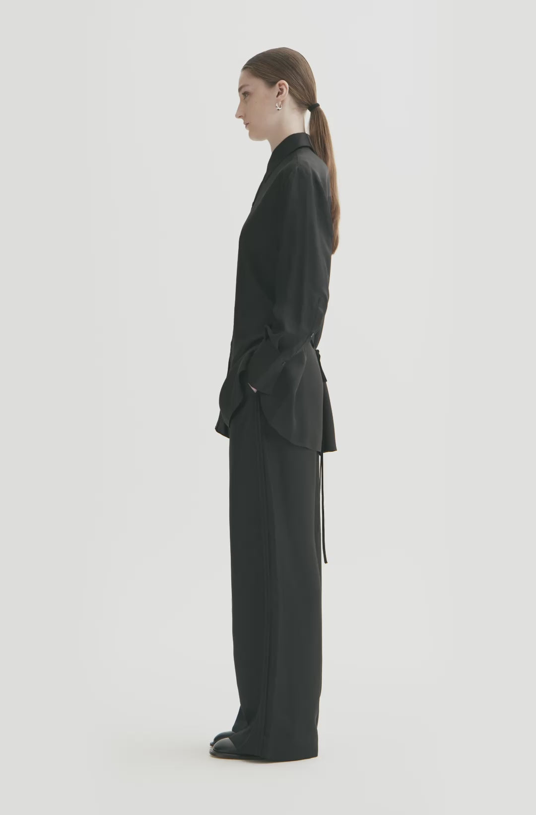 MKDT Studio SEBASTIANA MATTE SILK TWILL Shirts BLACK