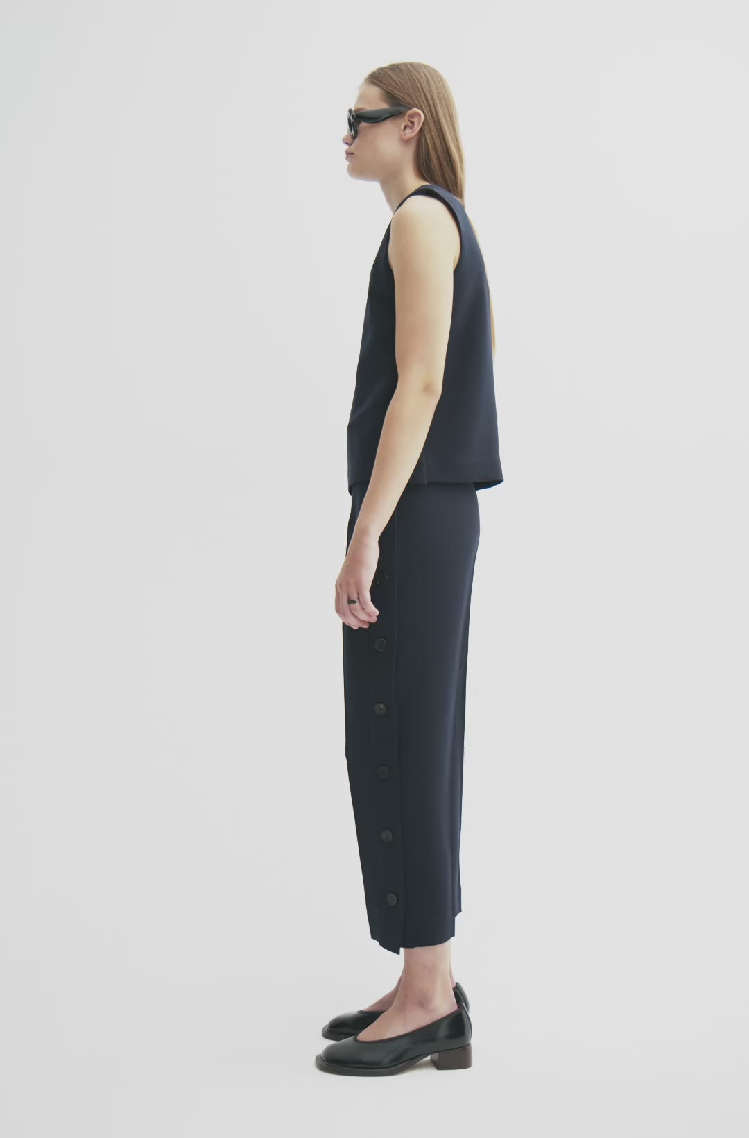 MKDT Studio PANNE CREPE GEORGETTE Pants NAVY